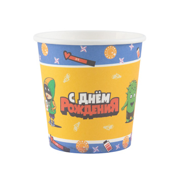 Стаканы бумажные "С Днем рождения" Геймерская Звездный бой