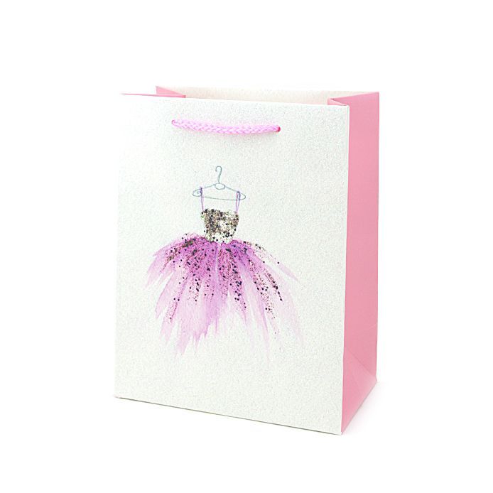 Пакет подарочный "Платье принцессы" с глиттером