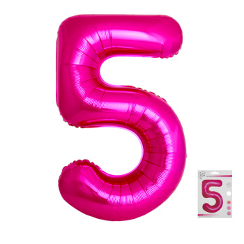 Цифра 5 Фуксия SLIM в упаковке, фольгированные шары
