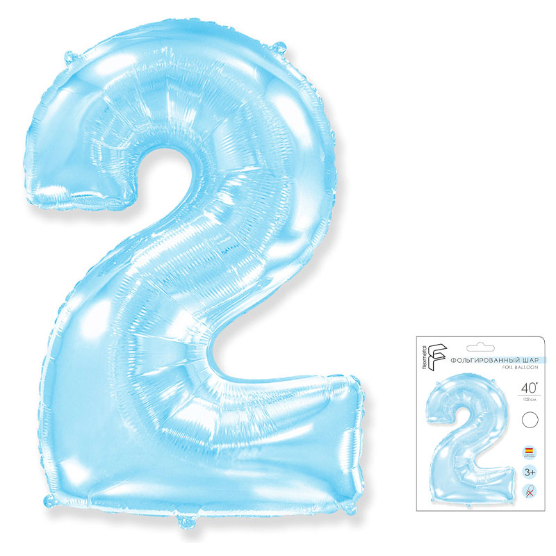 Цифра "2" Светло-голубая в упаковке / Two