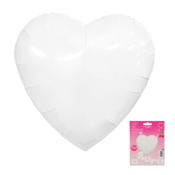 Сердце Белый в упаковке, фольгированный шар