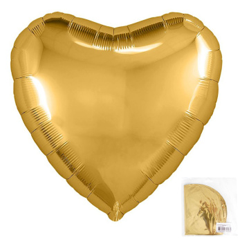 Сердце Золото в упаковке, фольгированный шар