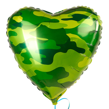 Сердце Камуфляж, фольгированный шар