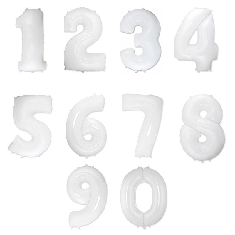 Цифра 8 Белая в упаковке / Eight (без металлизации), фольгированный шар