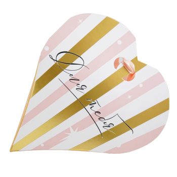 Коробка складная "Сердце", Розовая, Тиснение фольгой