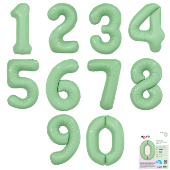 Цифра 0 Олива SLIM в упаковке, фольгированные шары