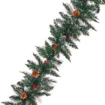 Гирлянда хвойная Заснеженная с ягодами, 240 веток 