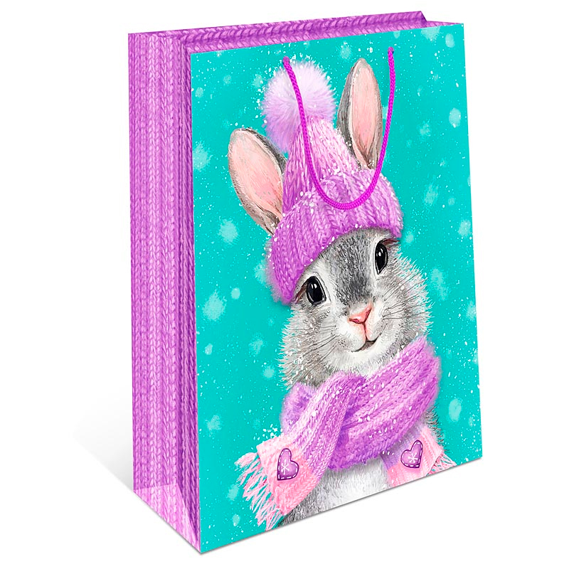 Пакет подарочный "Кролик в шапке"