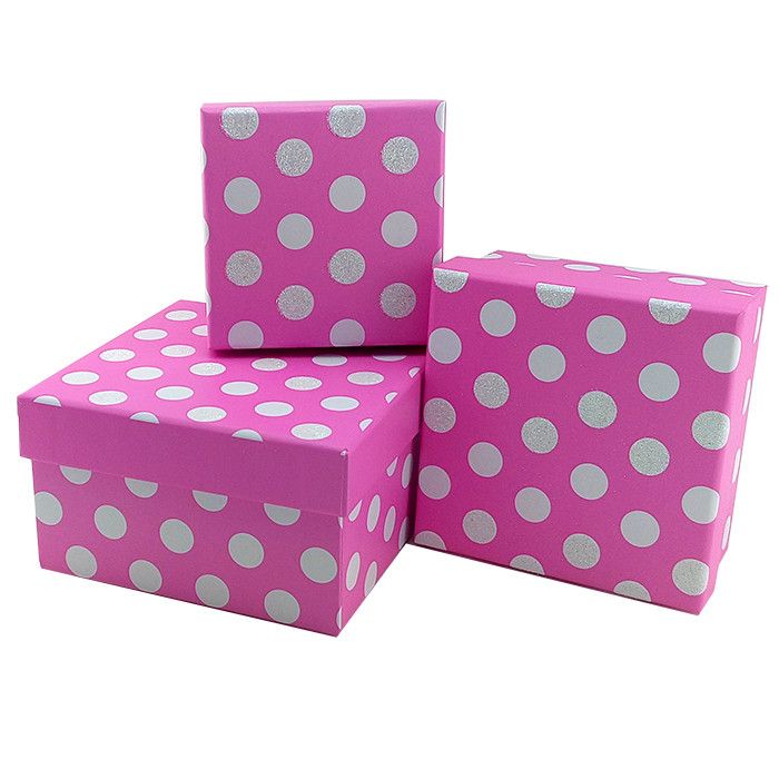 Набор подарочных коробок 3 в 1 "Большие кружки" с глиттером Фуксия