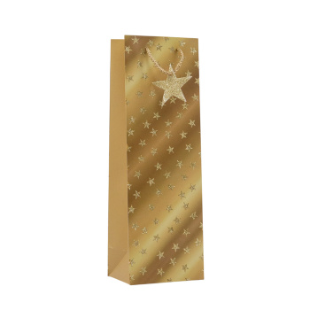Пакет подарочный под бутылку "Звёзды. Золотой стиль"