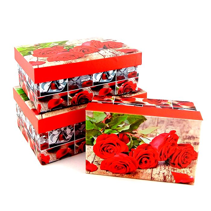 Набор подарочных коробок 3 в 1 "Красные розы"