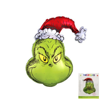 Зеленый новогодний монстр в упаковке, фольгированный шар