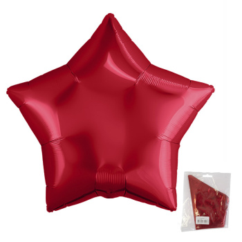Звезда Красный в упаковке, фольгированный шар
