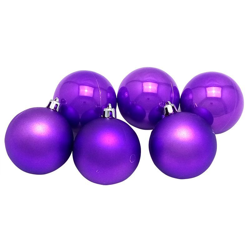 Новогодние шары Фиолетовые (3 перламутровых и 3 матовых)