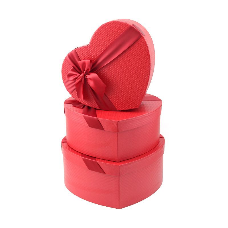Набор подарочных коробок 3 в 1 "Амур" Красный  с бантом