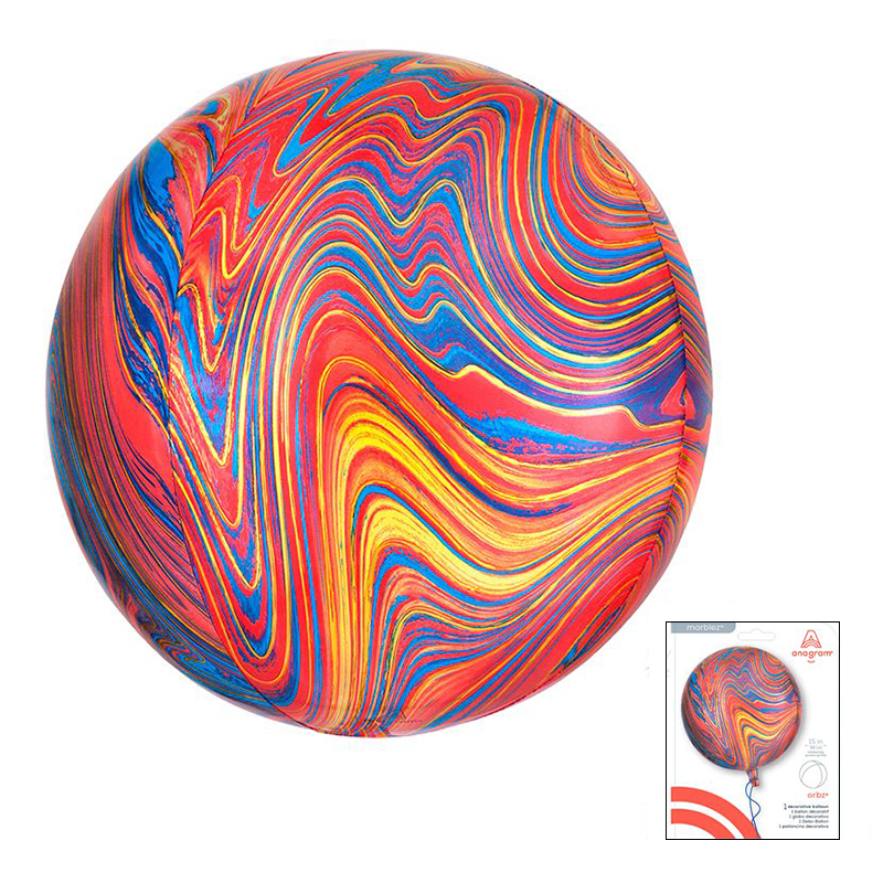 Сфера 3D Разноцветный Мрамор в упаковке / Colorful Marblez, фольгированный шар
