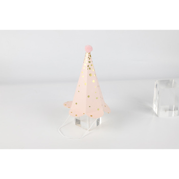 Колпак с помпоном "Точки золотые" Розовый