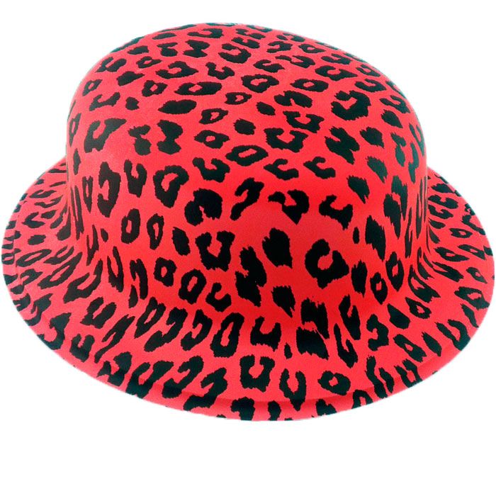 Шляпа "Котелок. Леопард" Розовая, пластик