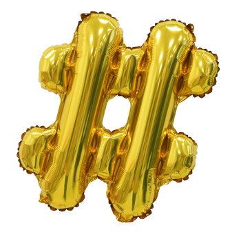 Хештег золотой мини, фольгированный шар