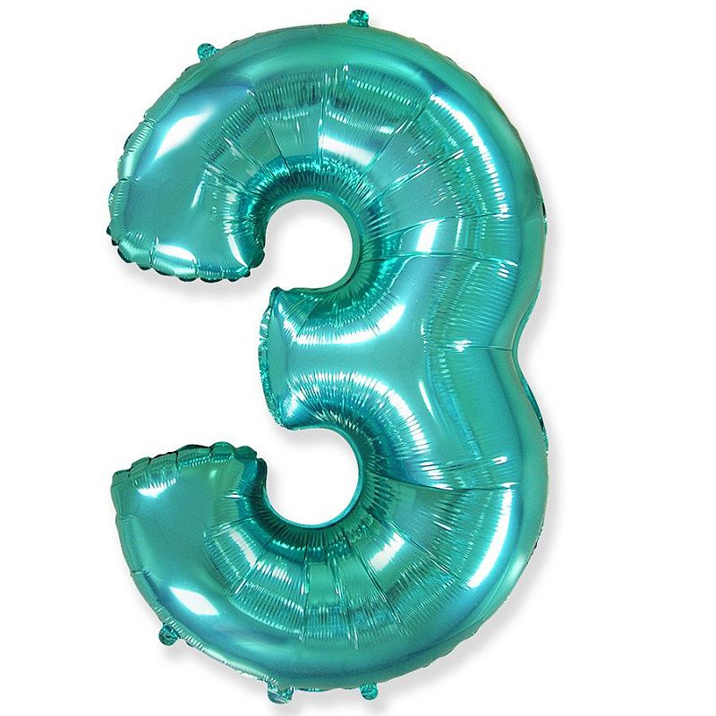 Цифра 3 Тиффани / Three, фольгированный шар