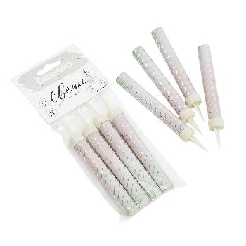 Тортовая свеча "Макаронс" с серебряной печатью, 30 сек.