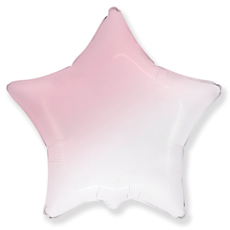 Звезда Бело-розовый градиент / White-Pink gradient, фольгированный шар