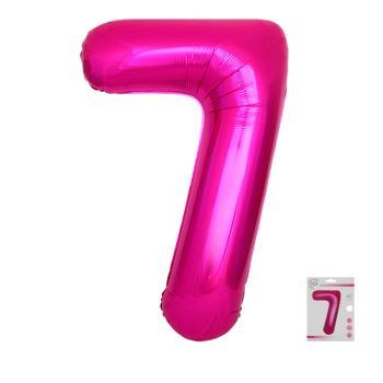 Цифра 7 Фуксия SLIM в упаковке, фольгированные шары