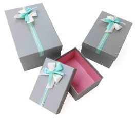 Набор коробок 3 в 1 "Стильный подарок" Серый /прямоугольник