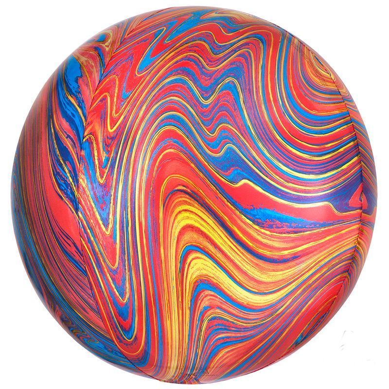 Сфера 3D Разноцветный Мрамор в упаковке / Colorful Marblez, фольгированный шар