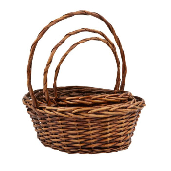 Набор корзин плетеных с ручкой 3 в 1. Ива, коричневый