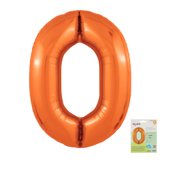 Цифра 0 Папайя SLIM в упаковке, фольгированные шары