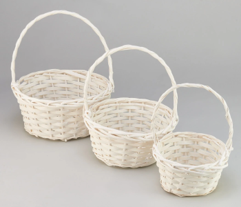 Набор корзин плетеных с ручкой 3 в 1. Ива, белый