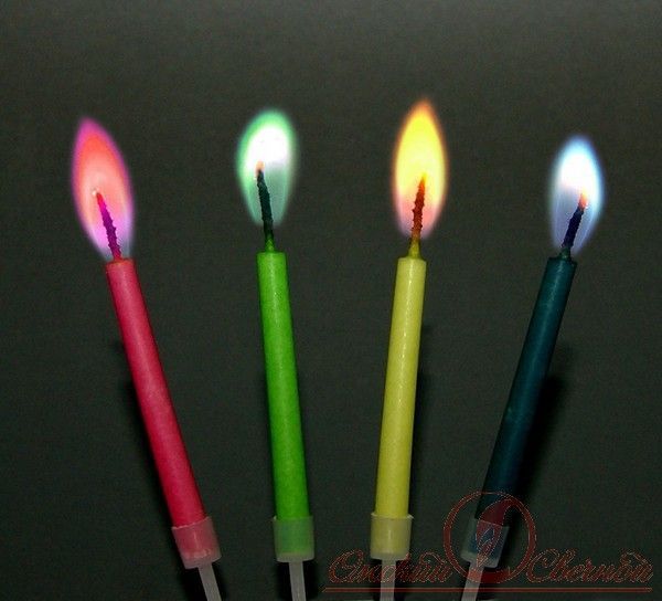 Свеча "С днем рождения" с цветным пламенем (5 шт в уп.)