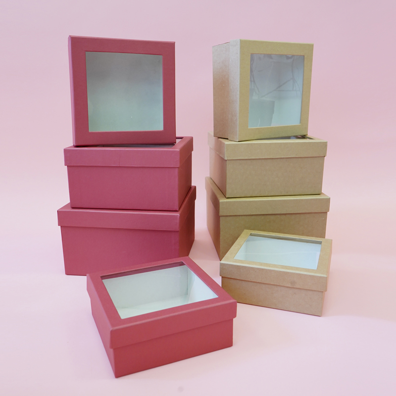 Набор подарочных коробок 4 в 1 "Крафт с окном"