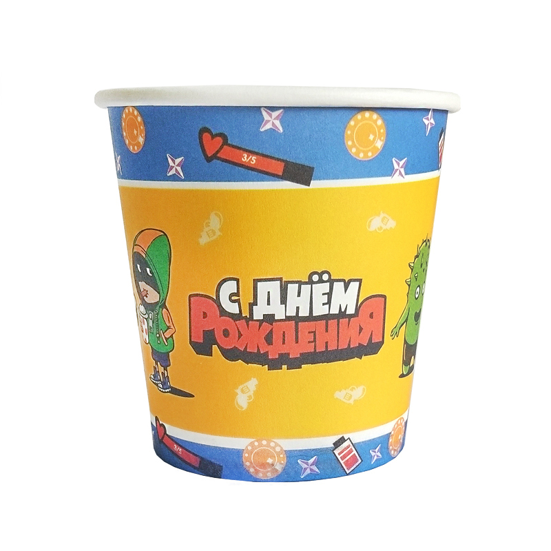Стаканы бумажные "С Днем рождения" Геймерская Звездный бой
