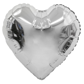Сердце Серебро / Silver, фольгированный шар мини