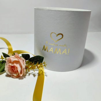 Коробка "Я люблю тебя, мама", цилиндр, Белый