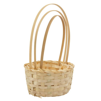 Набор корзин плетеных с ручкой 3 в 1. Бамбук, натуральный / большая