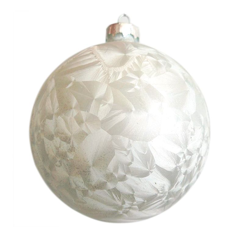 Новогодний стеклянный шар "Белый иней"