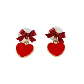 Серьги Сердце с бантом