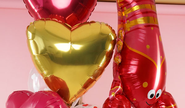 Фонтан шаров красно-золотой