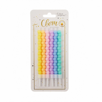 Свечи тортовые классические "Пузыри" (Пастель разноцветная) с держателями УЦЕНКА