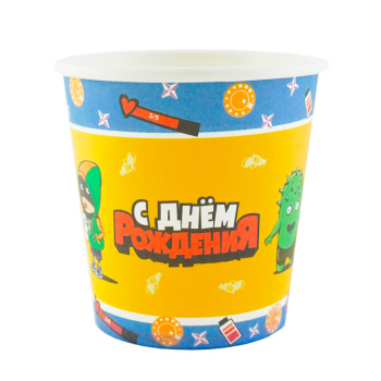 Стаканы бумажные "С Днем рождения" Геймерская Звездный бой