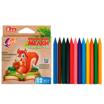 *Восковые мелки "ZOO" Белка, шестигранные 8*90  12 цв.