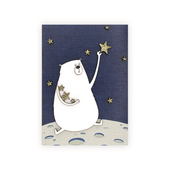 Открытка Медведь и звёзды. Ручная работа