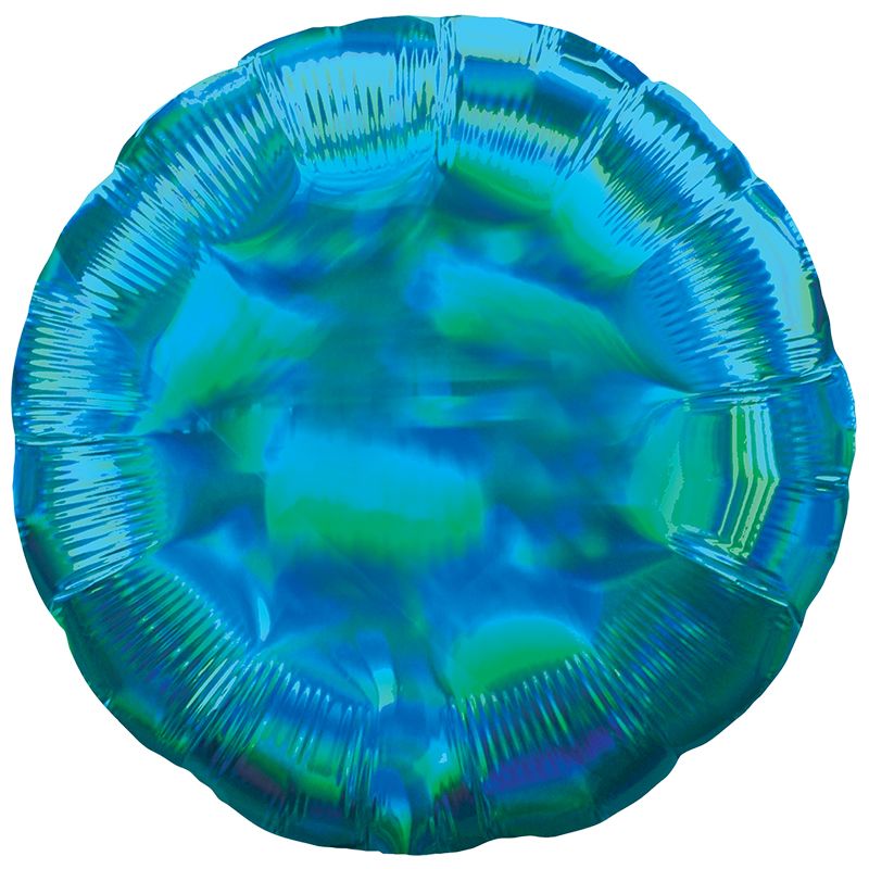 Круг Синий Перламутр / Iridescent Cyan Circle, фольгированный шар