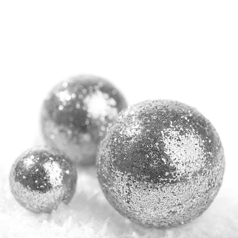 Набор Серебряных глиттерных шаров из пенопласта