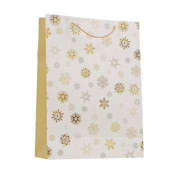Пакет подарочный "С новым годом! Снежинки золотые"