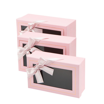 Набор подарочных коробок 3 в 1 "Розовый с окном"