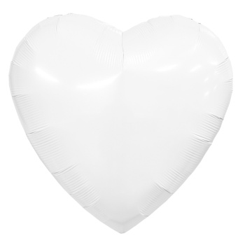 Сердце Белый в упаковке, фольгированный шар
